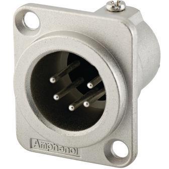 Штекер на панель AMPHENOL AC5MDZ XLR 5 фланець D-типу метал Нікель (000000555) - фото 2 Штекер на панель AMPHENOL AC5MDZ XLR 5 фланець D-типу метал Нікель (000000555) - фото 2