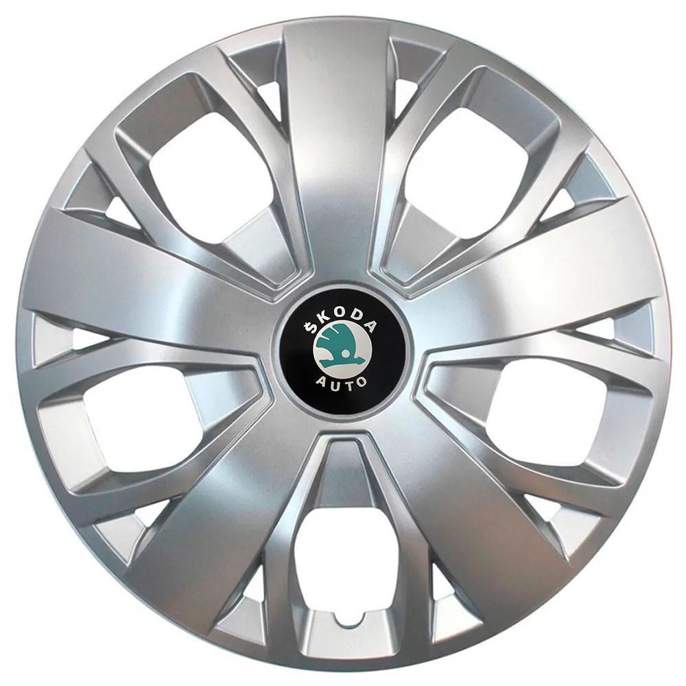 Колпаки SJS с логотипом Skoda 420 R16 4 шт. Зеленый/Серебряный (31006399)
