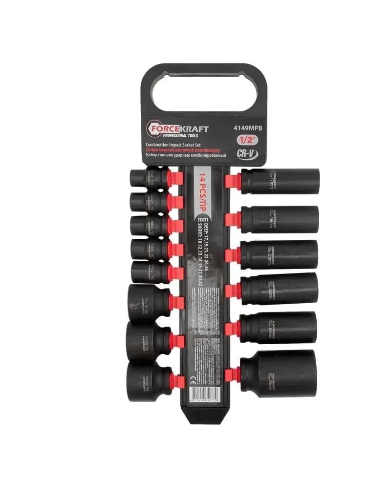 Набір головок ударних комбінований Forcekraft FK-4149MPB 1/2" 14 пр. 6-гр. 10-36 мм (FK-4149MPB) - фото 2