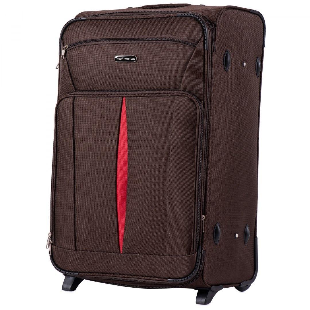 Чемодан Wings 1601 дорожный большой полиэстер 105 л 75х48х30 см на 2 колесах Кофейный