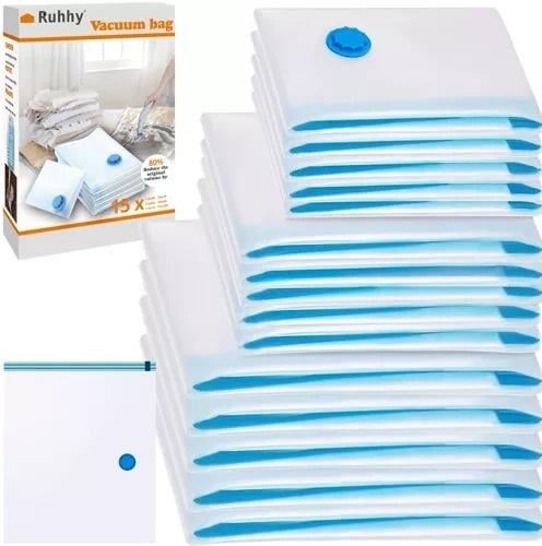 Набор пакетов вакуумных герметичных для хранения вещей 15 шт.
