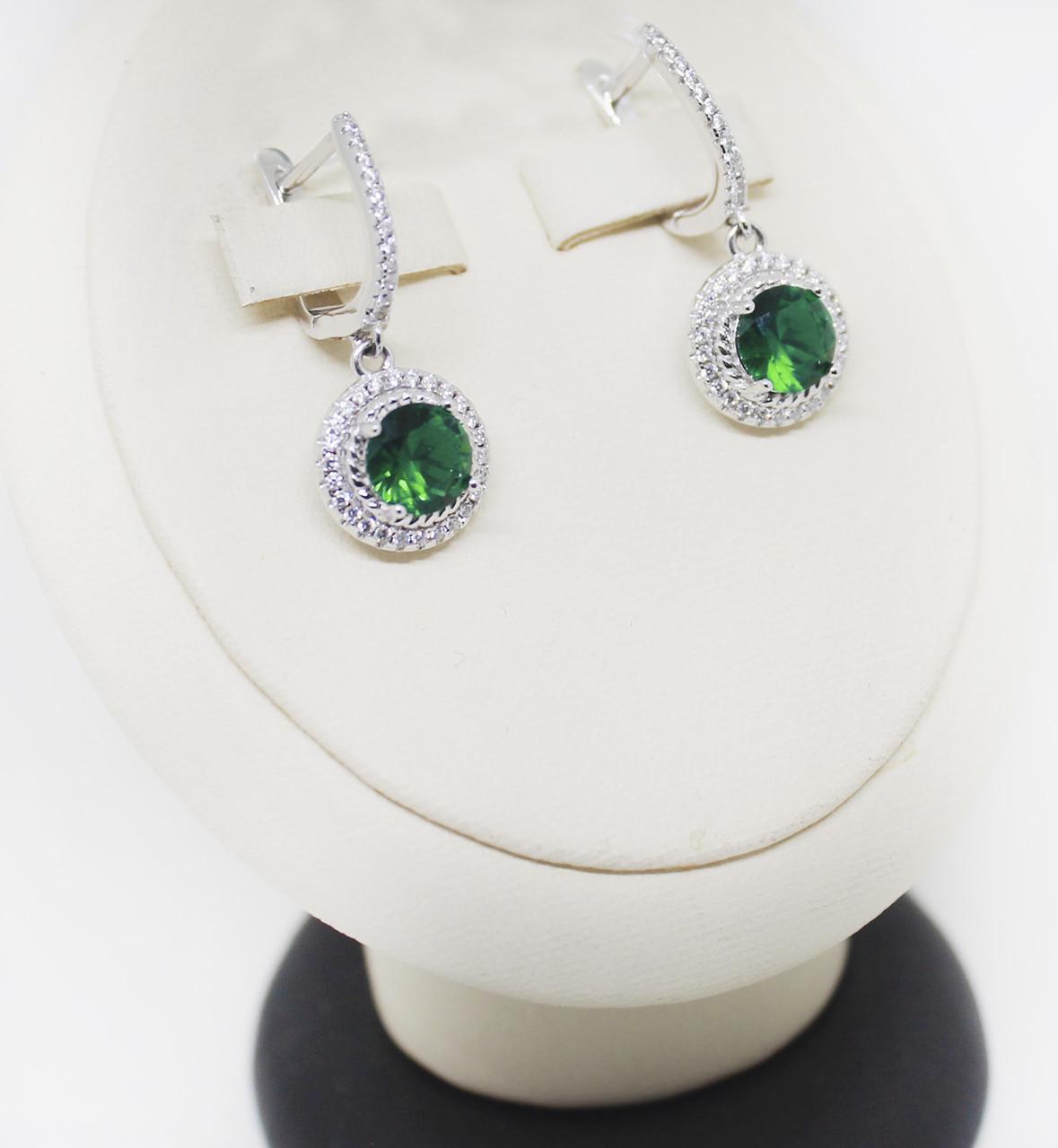 Сережки срібні із зеленим кварцом 4,36 г (986101451)