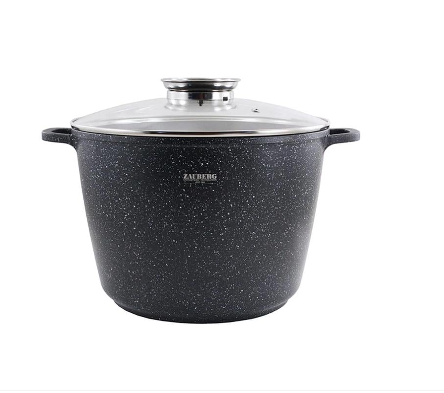 Кастрюля глубокая с крышкой ZAUBERG с мраморным покрытием 6,2 л (0624BL)