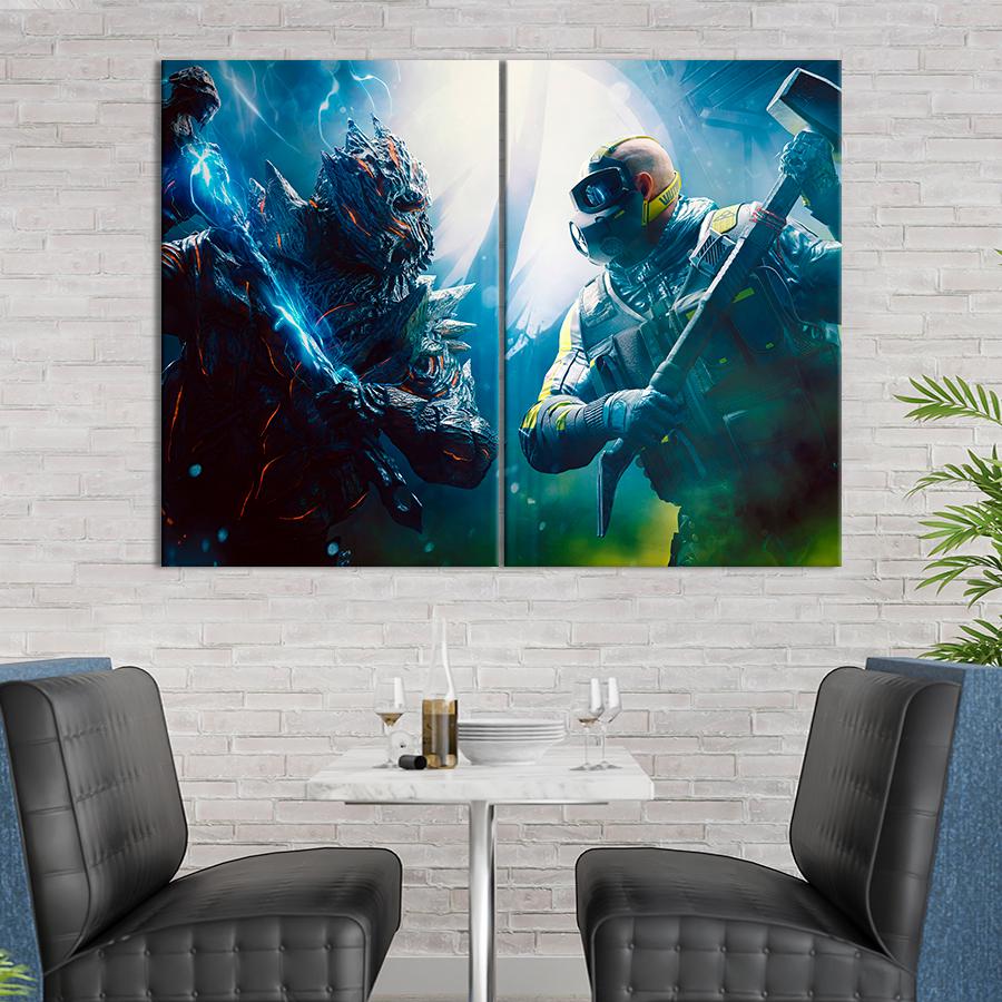 Настенний декор Противостояние героев на постере игры Tom Clancy's Rainbow Six Эвакуация 111x81 см (A237-2)