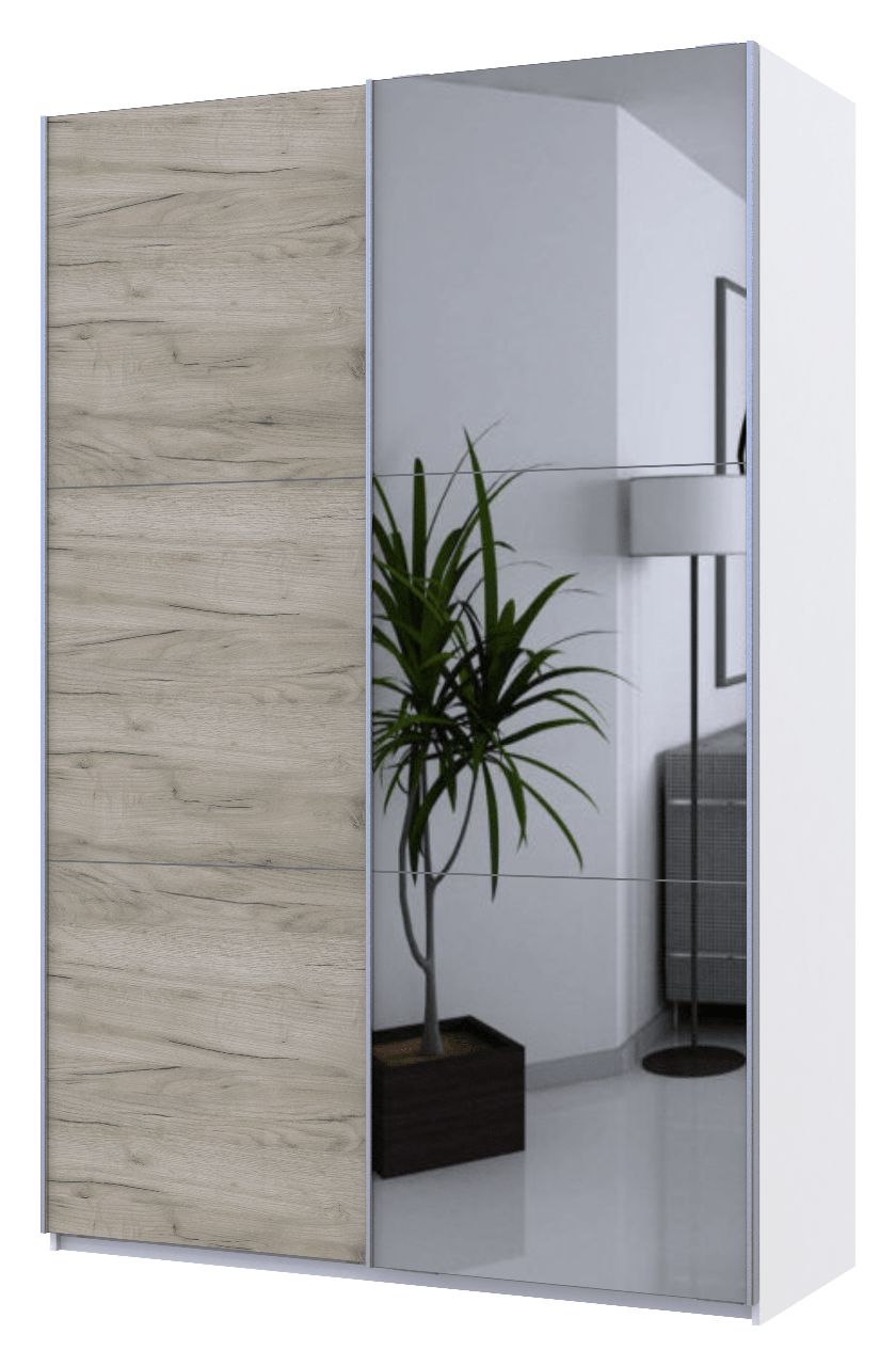 Шкаф-купе Doros G-Caiser 1 ДСП/1 зеркало/3 части 160х60х240 см Белый/Дуб Крафт/Серый (42005024)