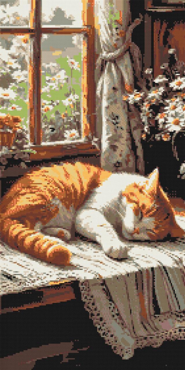 Алмазная мозаика Орігамі Рыжик котик 40x80 см (OD5163)