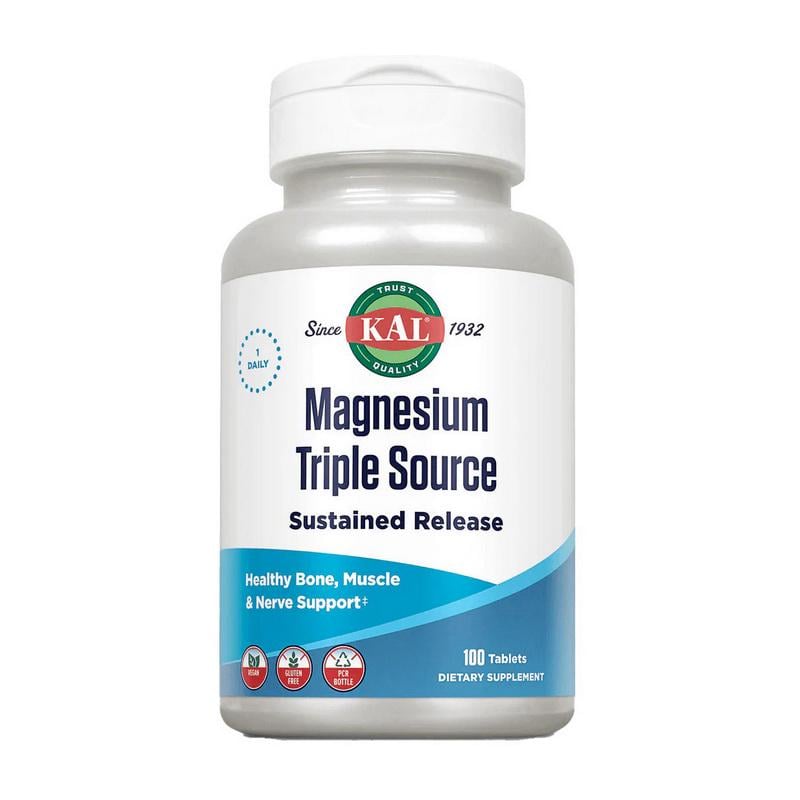 Комплекс магния окисл малат цитрат с витамином B6 KAL Magnesium Triple Source 100 табл.