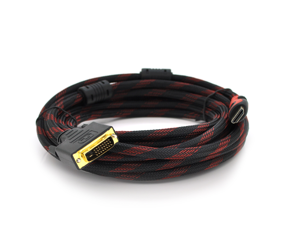 Кабель VOLTRONIC HDMI M - DVI M 5 м 2 ферита Black/Red (26449804)