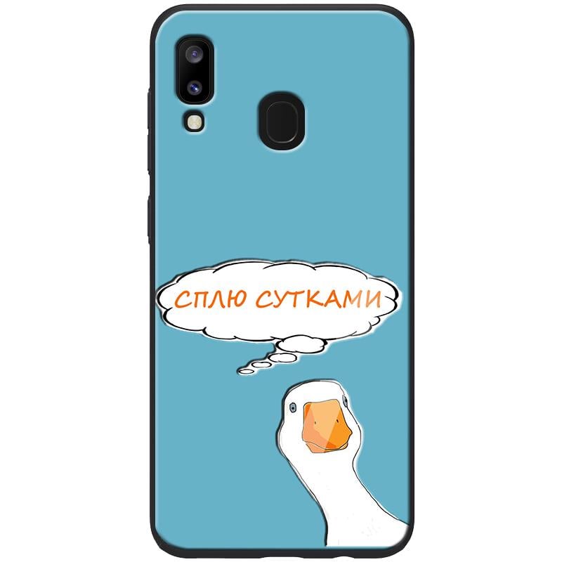 TPU+Glass чехол ForFun для Samsung Galaxy A20 / A30 Сплю сутками / Голубой