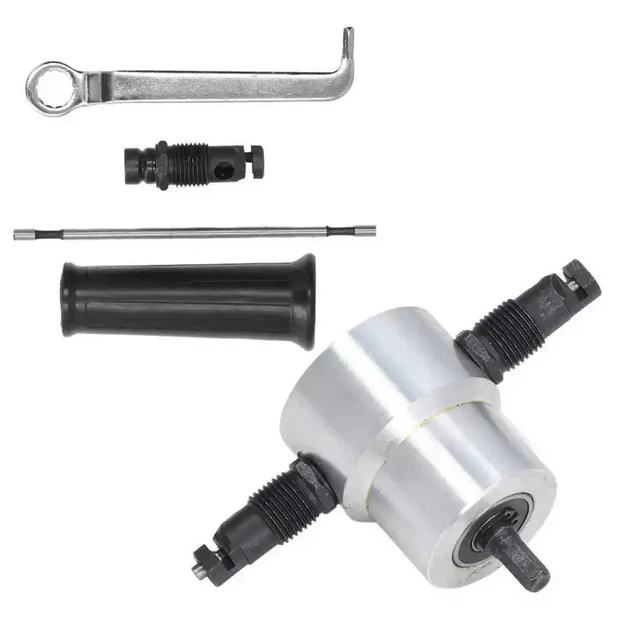 Ножницы высечные для листового металла/насадка на дрель/резак сверчок Silver OT143 в кейсе - фото 2