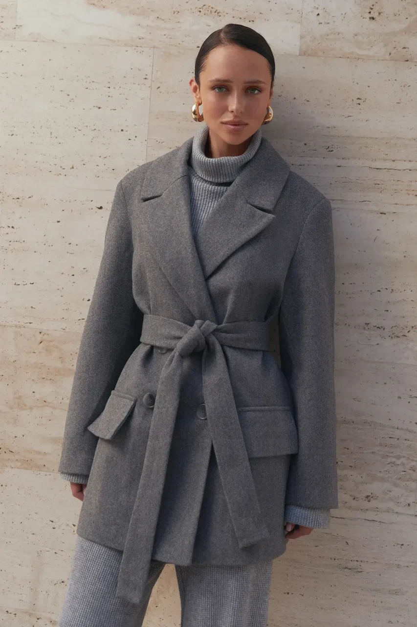 Пальто женское двухбортное XXL-3XL Серый (2736646111) Пальто женское двухбортное XXL-3XL Серый (2736646111)