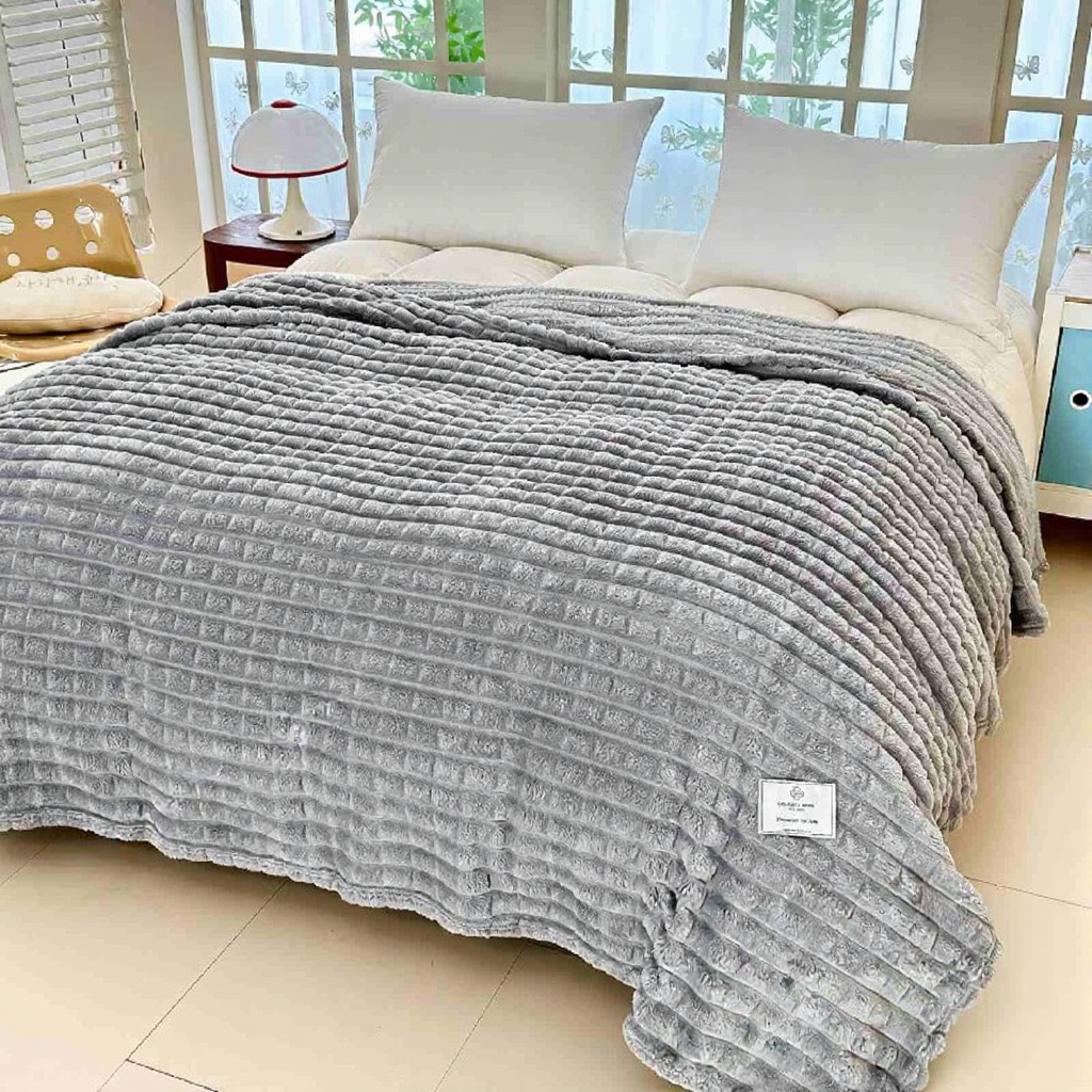 Плед в кубик однотонный 200x220 см Серый