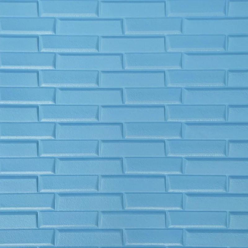 Панель самоклеящаяся 3D Sticker Wall звукоизоляционная 700x770x7 мм кладка Голубой