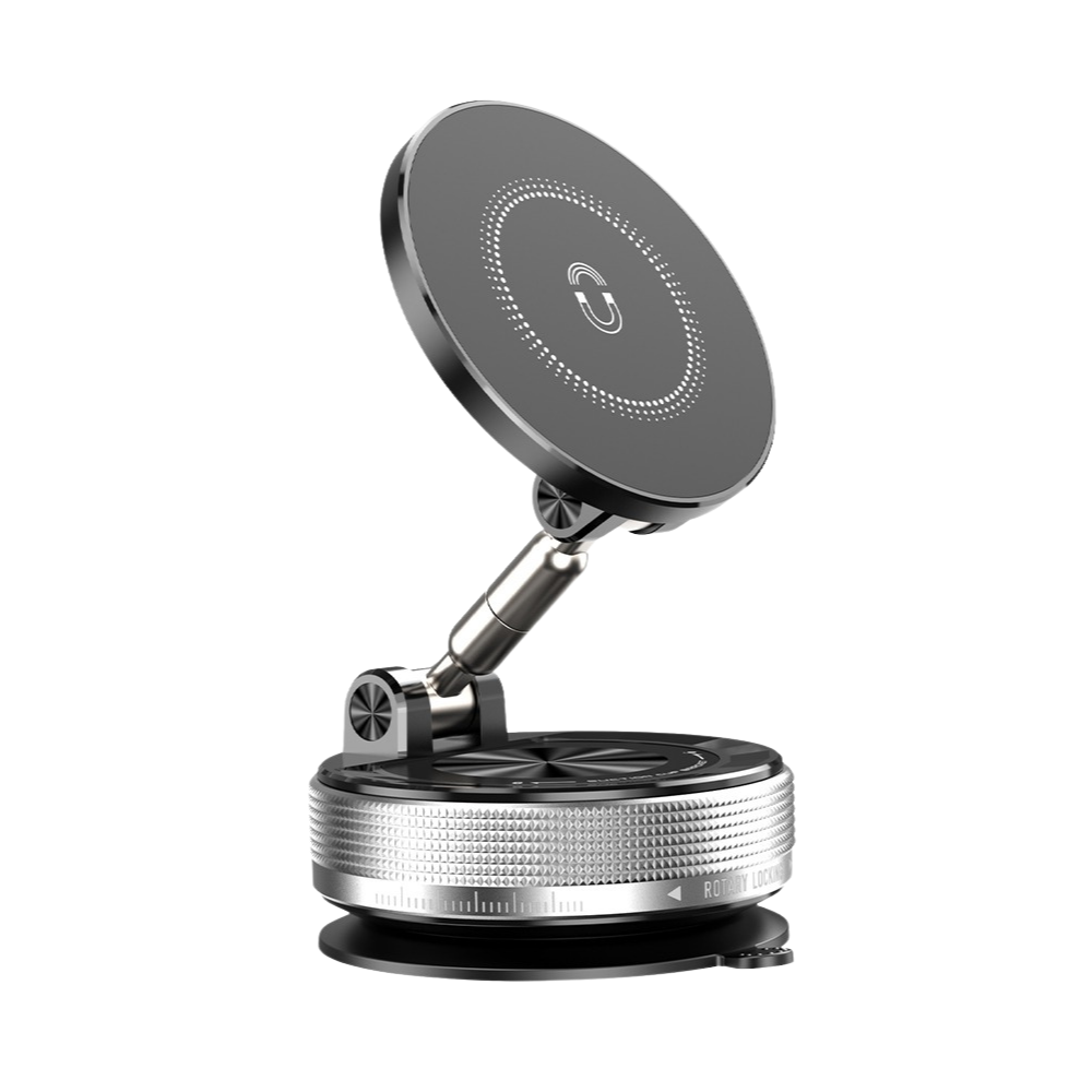 Держатель для телефона автомобильный магнитный на присоске с функцией оборота на 360 универсальный для машины или дома Серебристый
