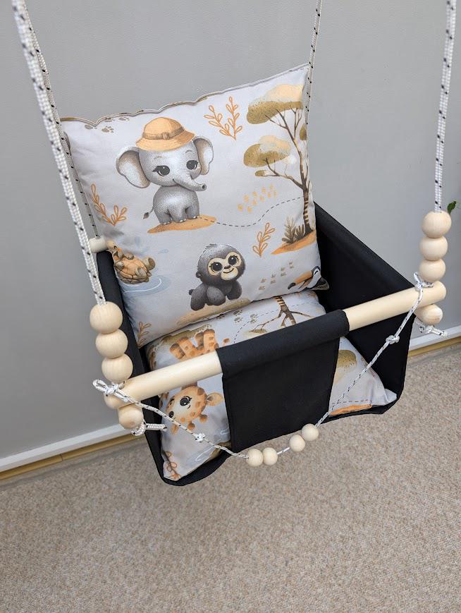 Гойдалка дитяча Happy Vita Craft Слон жираф 36х36 см Чорний (26240587) - фото 6 Гойдалка дитяча Happy Vita Craft Слон жираф 36х36 см Чорний (26240587) - фото 6