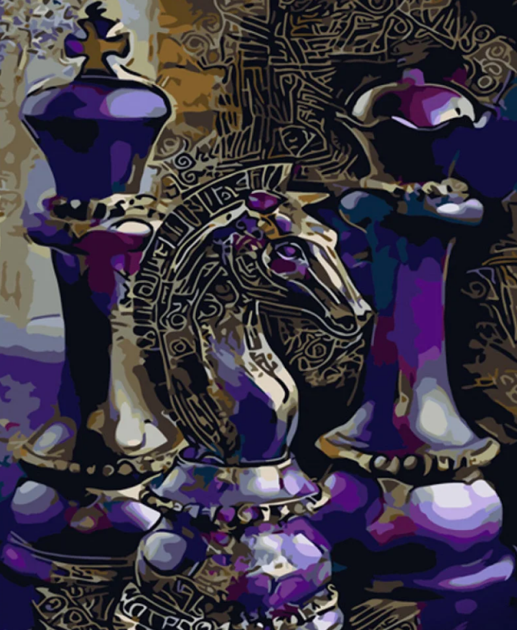 Картина по номерам Strateg Фиолетовые шахматы 40x50 см (GS900)