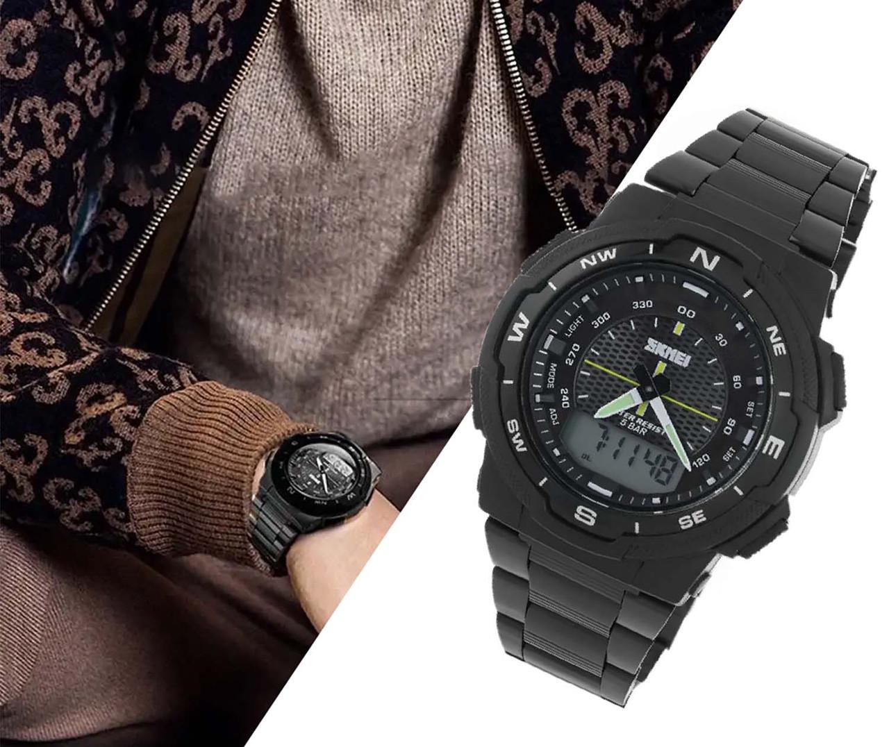 Часы наручные Skmei 1370 с металлическим ремешком классические Черный - фото 5 Часы наручные Skmei 1370 с металлическим ремешком классические Черный - фото 5