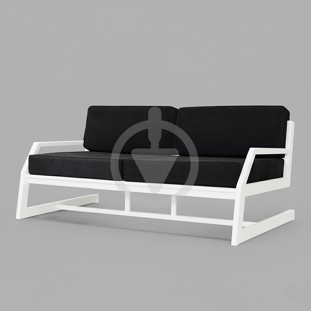 Диван металевий AVVS tech Атлас вуличний лофт рогожка з підлокотниками 126 см Чорний/Білий (30222771)