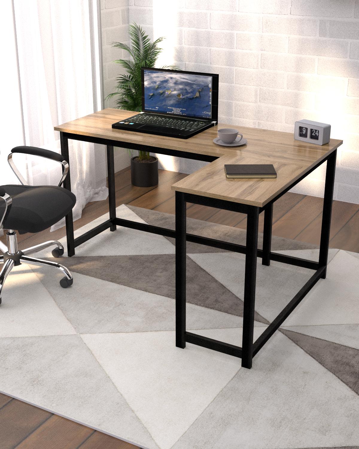 Стіл кутовий письмовий EcoLoft Контур DSP-1345-1 в стилі лофт Дуб Аппалачі (31578249)