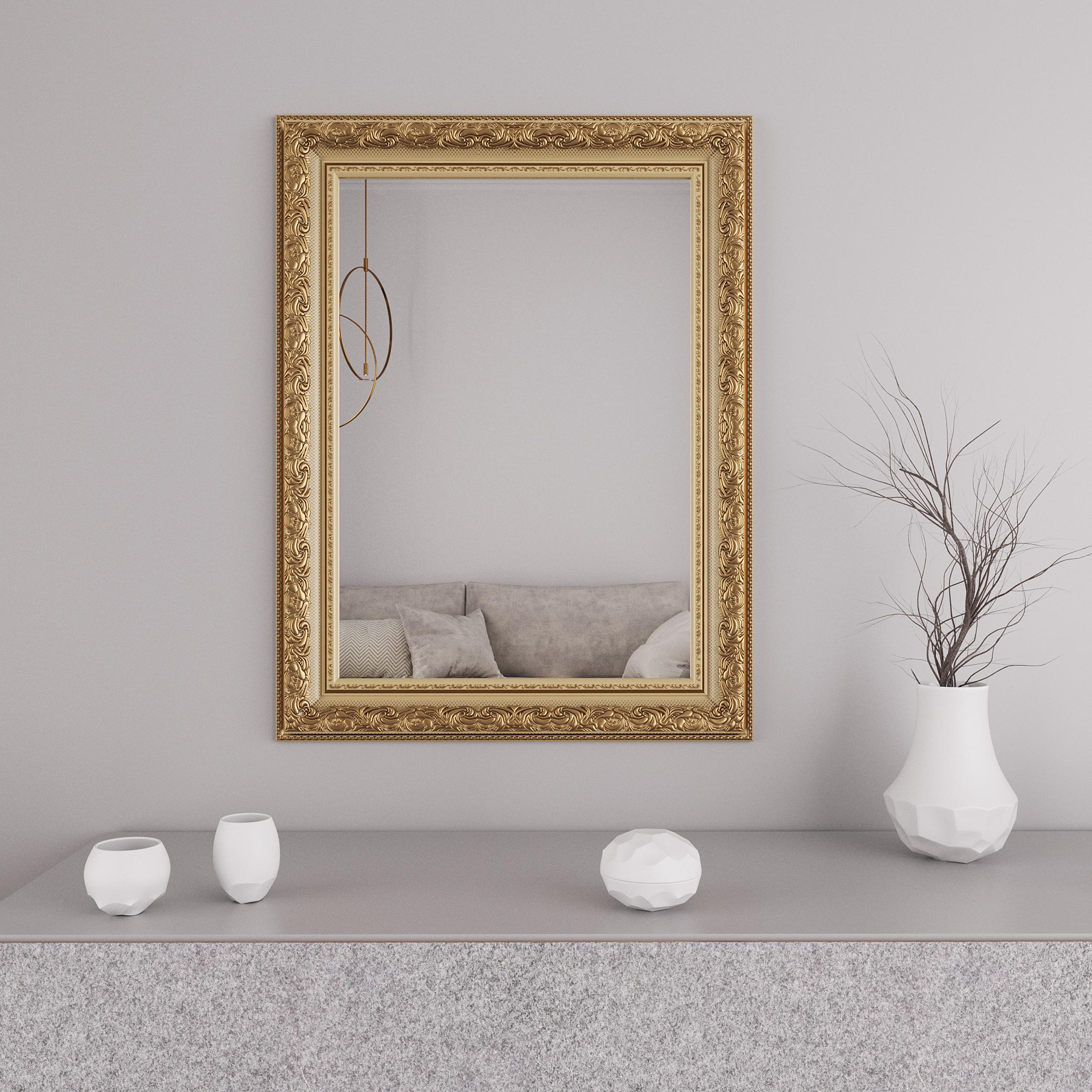 Зеркало настенное Black Mirror 86х66 см с патиной Золотой (8731А-35)