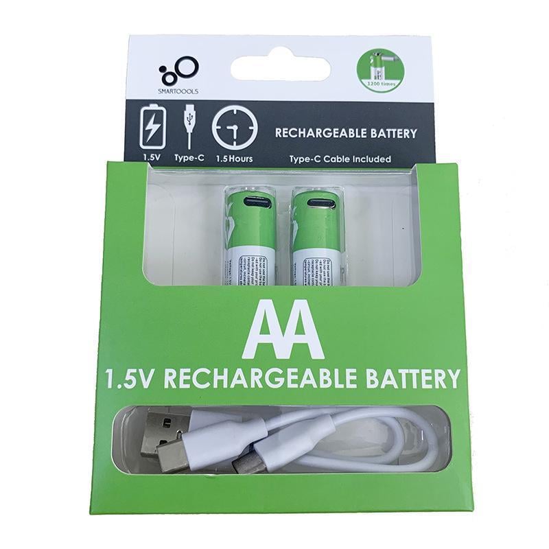 Аккумуляторные батарейки SMARTOOOLS AA Li-ion 750 мВт/ч 1,5 В Type-C 2 шт. (10107)