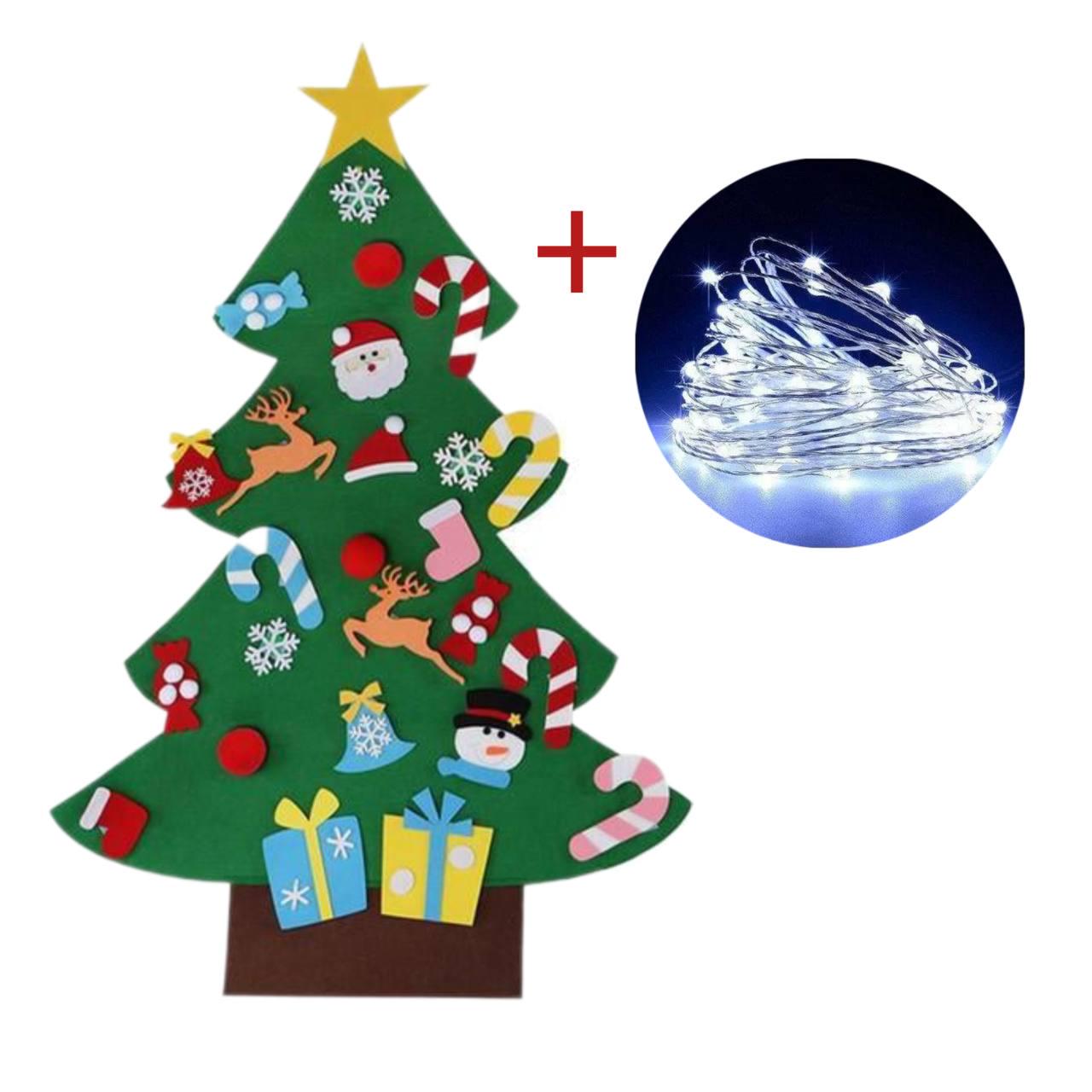 Елка из фетра с игрушками на липучках и гирлянда нитка Роса 100 LED 10 м на батарейках и от USB Белый (0141bd80) Елка из фетра с игрушками на липучках и гирлянда нитка Роса 100 LED 10 м на батарейках и от USB Белый (0141bd80)