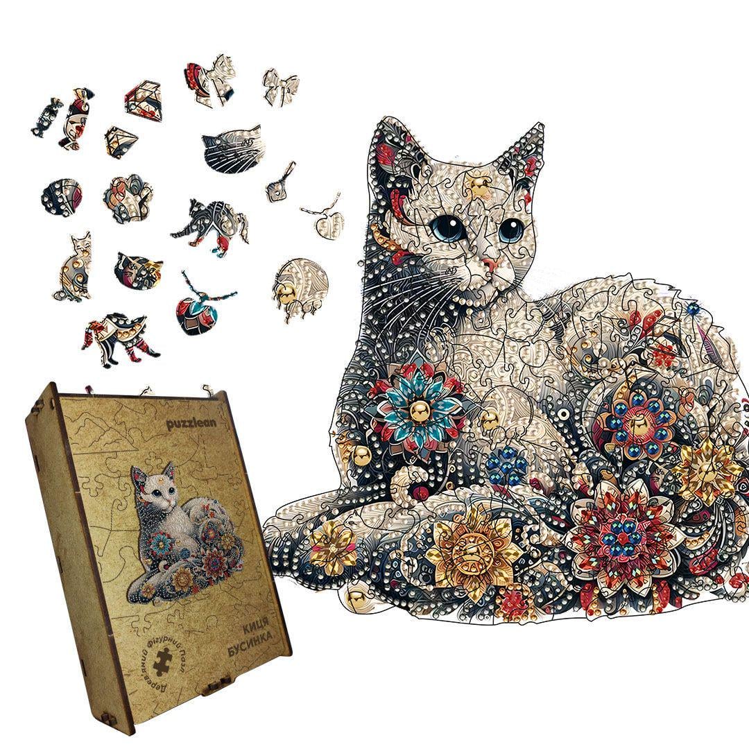 Пазл дерев'яний Киця Бусинка А5 дерев'яна коробка 35 ел. (26108082)