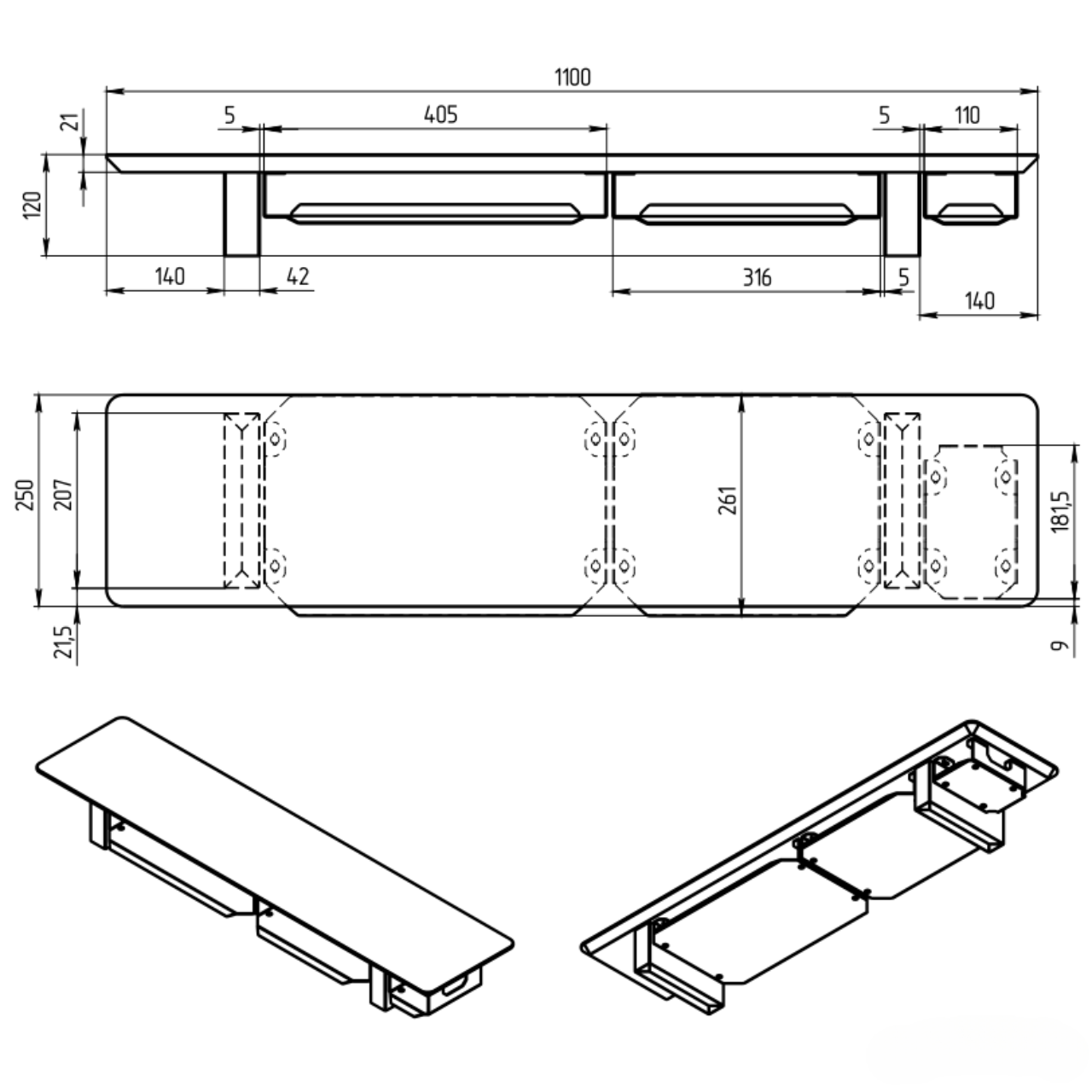 Полка для монитора TEHNOTABLE с органайзерами из натурального ореха (031-01-00-03) - фото 3 Полка для монитора TEHNOTABLE с органайзерами из натурального ореха (031-01-00-03) - фото 3