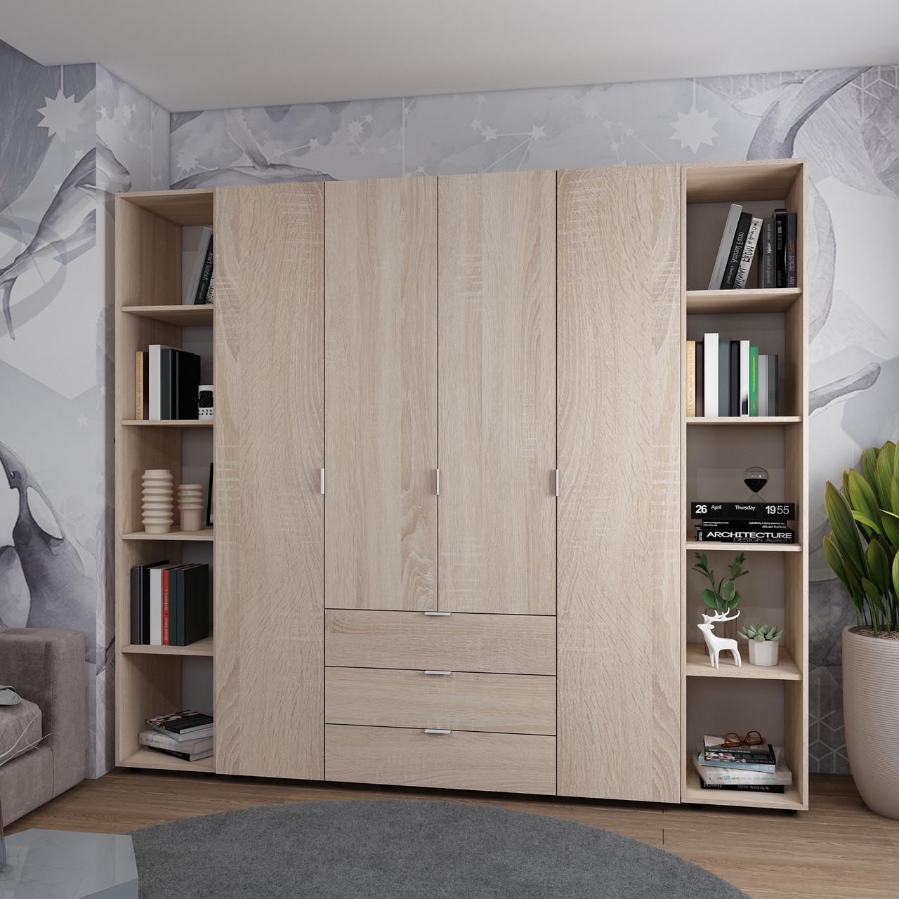 Шкаф для спальни Doros Гелар с 2 этажерками 4 ДСП 231,4х49,5х203,4 см Дуб Сонома (42005050)