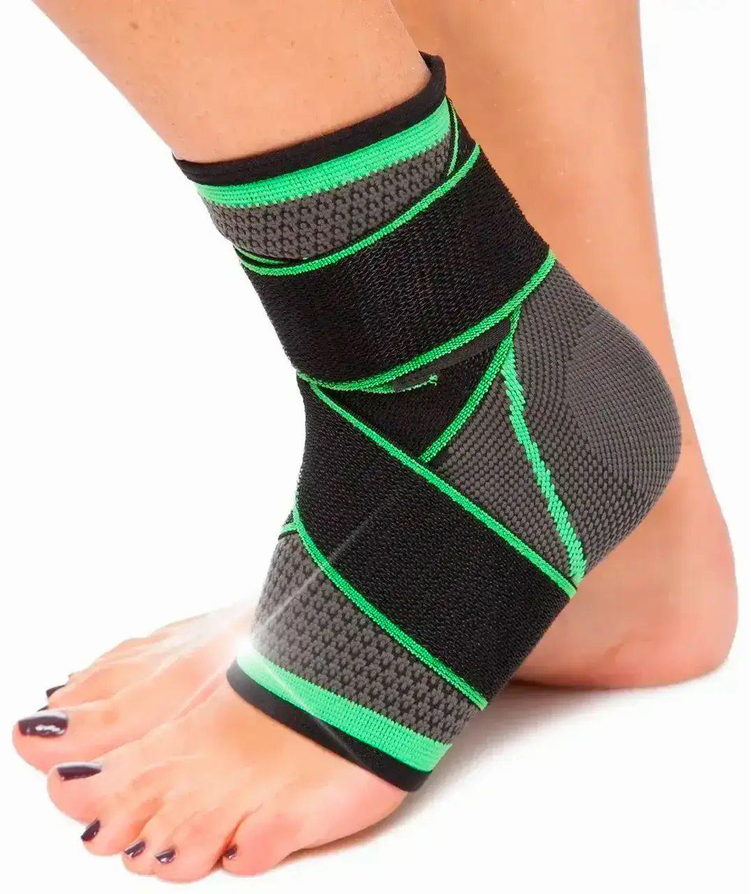 Фиксатор для голеностопа Эластичный спортивный Tobillera De Compresion Черный/Зеленый - фото 4