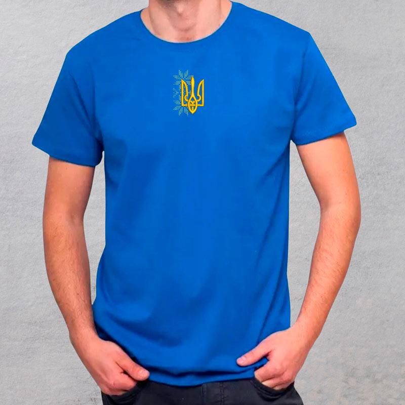 Футболка чоловіча з вишивкою тризуба 01-4 2XL Синій (593976-18-2)