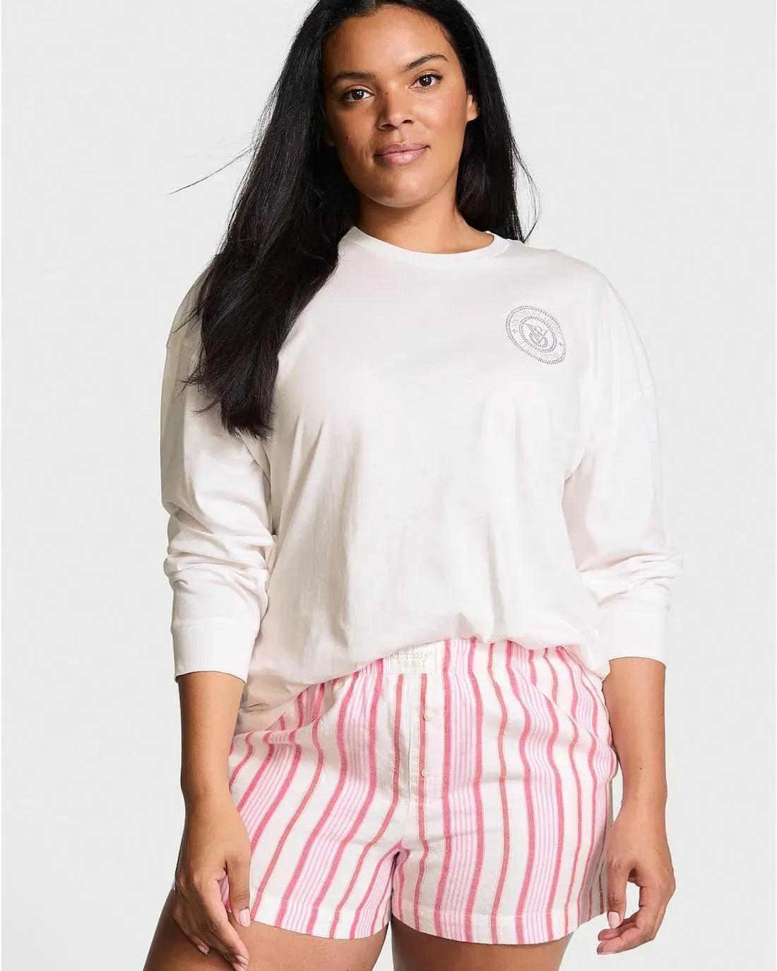 Піжама фланелева світшот/шорти Victoria's Secret Flannel Long-Sleeve Tee-Jama Set S Білий (26811524D) Піжама фланелева світшот/шорти Victoria's Secret Flannel Long-Sleeve Tee-Jama Set S Білий (26811524D)