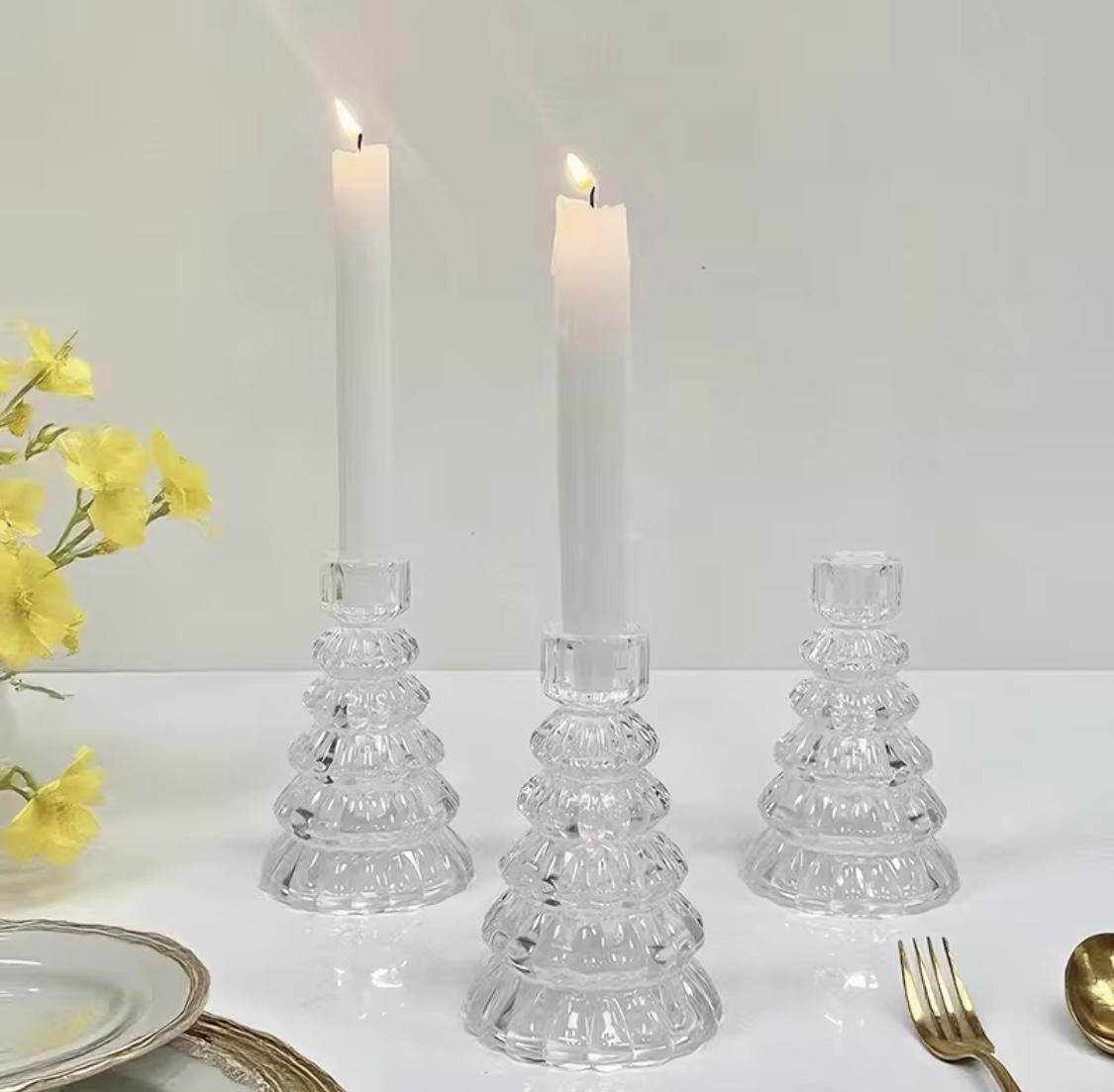 Набір підсвічників скляних Ялинковий каскад 3 шт. 13,3 см Прозорий (90811) - фото 5