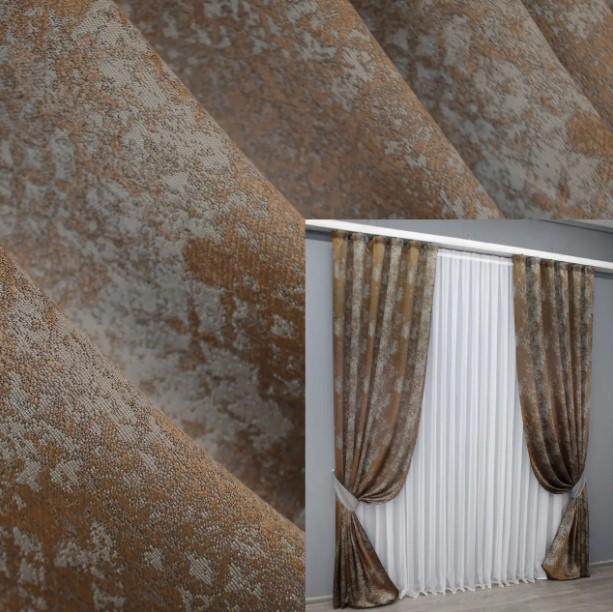 Штори льон Мармур Al-9 1,5х2,9 м 2 шт. Мідний/Сірий (1638ш) - фото 4