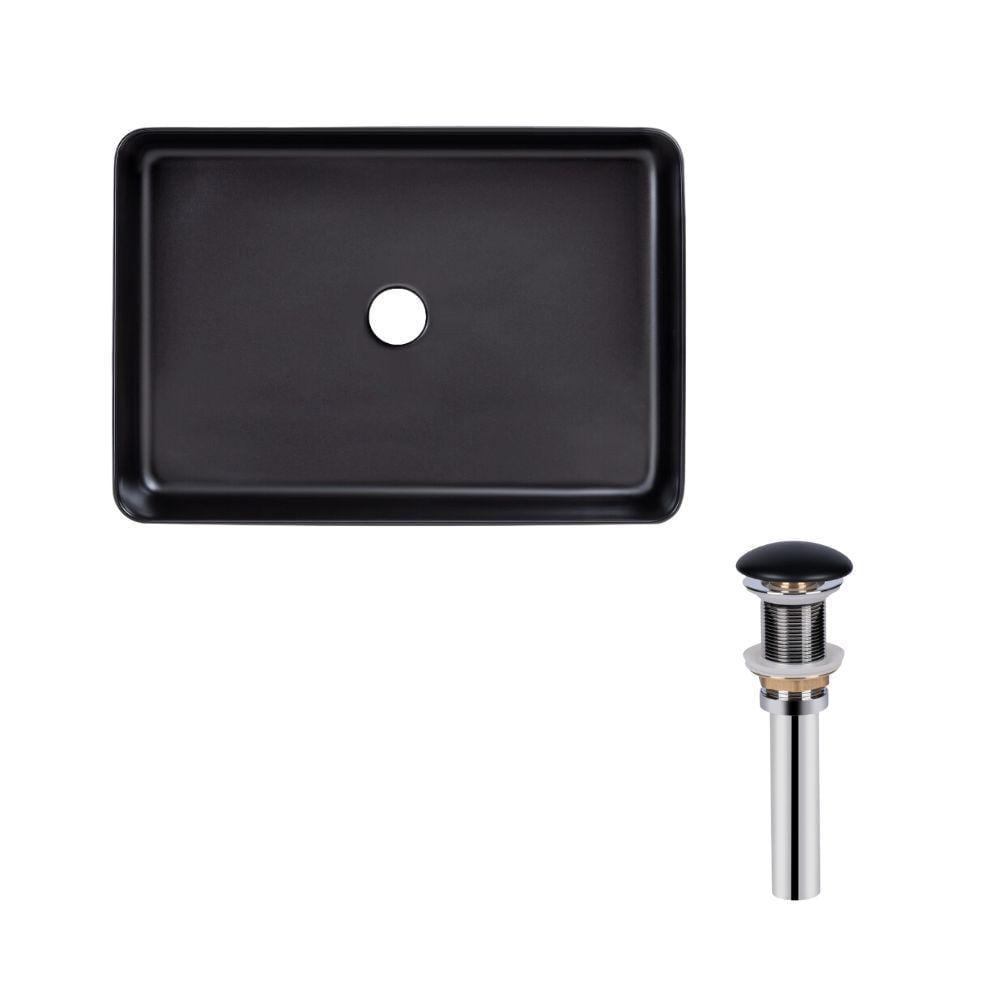 Комплект Qtap Tern Раковина накладная прямоугольная 500х350х145 мм Black matt/Донной клапан PU03 (SD00053426)