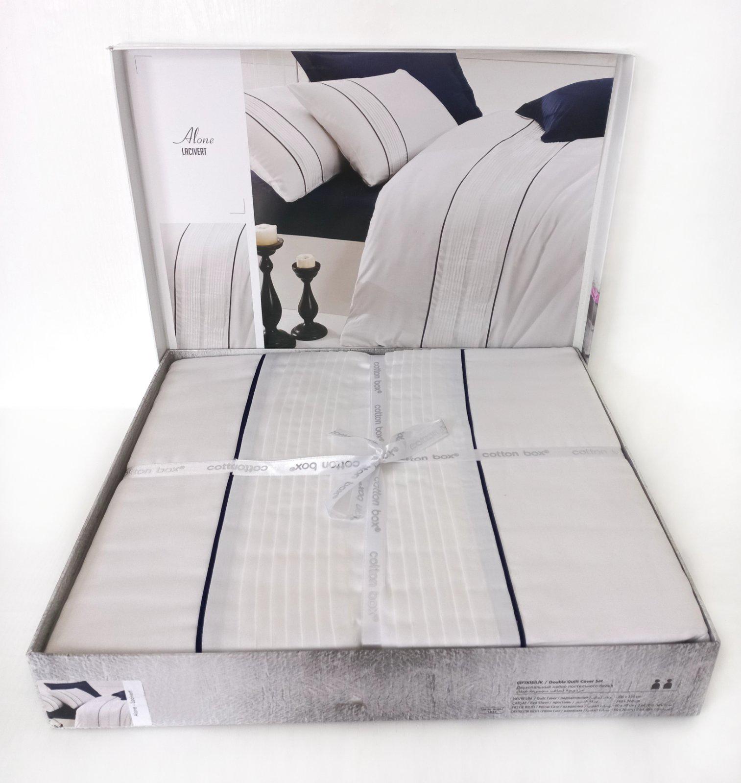 Комплект постельного белья Cotton Box Brode Cатин 200x220 Alone Lacivert (CN9986)