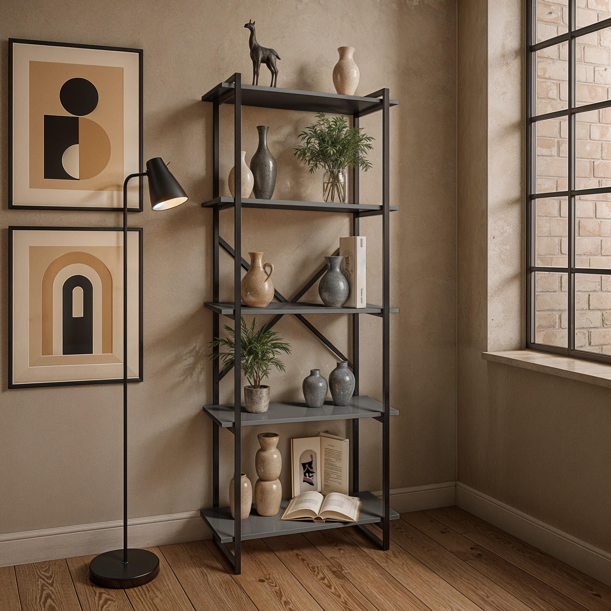 Стелаж у стилі лофт на 5 полиць Ant-1 700х300х1800 мм Антрацит - фото 1