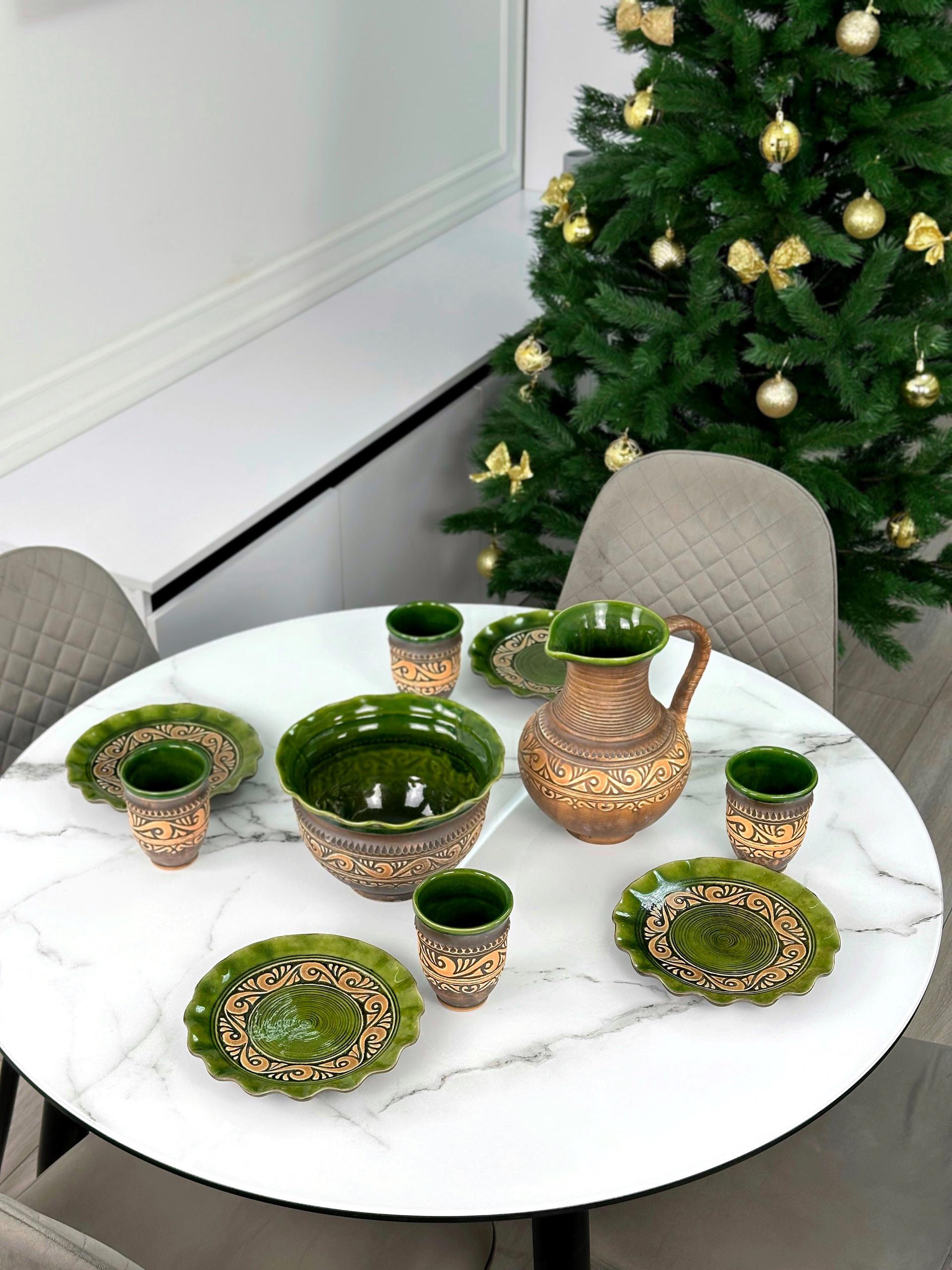 Набор глиняной посуды Рождественский Святой ужин на 6 человек Гражда Коричневый (17019-40) - фото 1