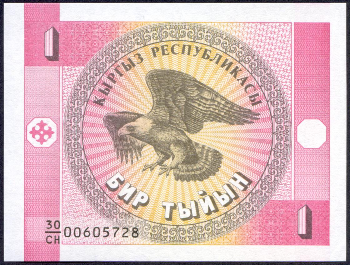 Коллекционная банкнота Кыргызстан 1993 1 тыйин серия CH P1a UNC