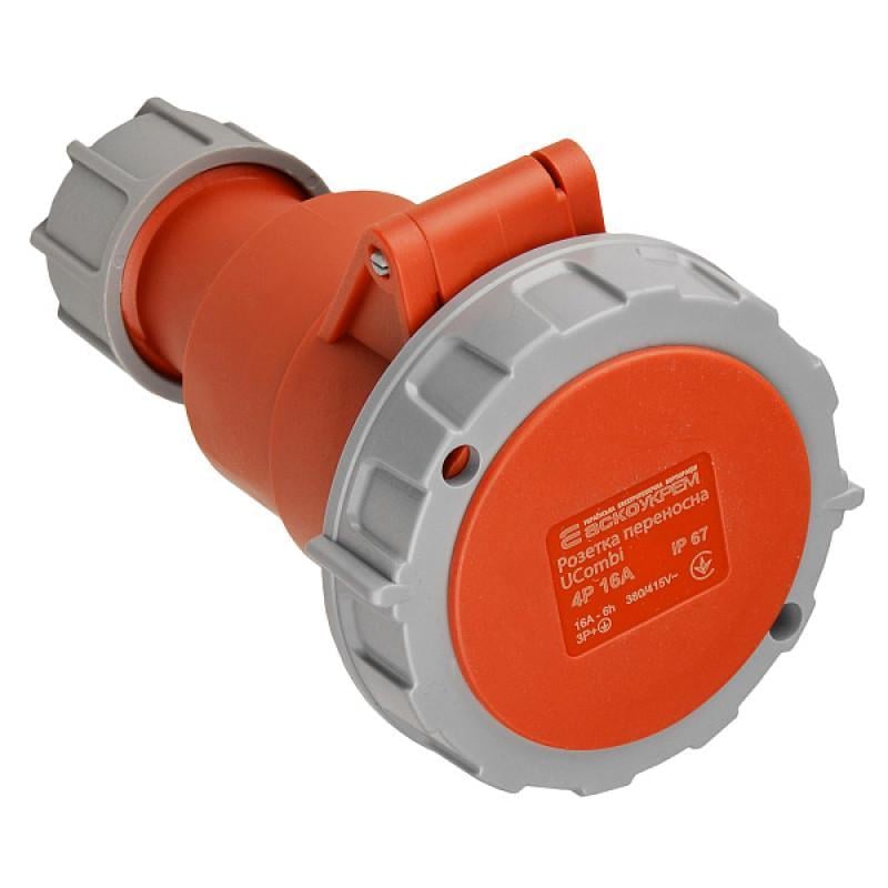 Розетка переносная АСКО-УКРЕМ полиамид серии UСombi 4P 3Р+ РЕ 16A IP 67 (A0080010125)