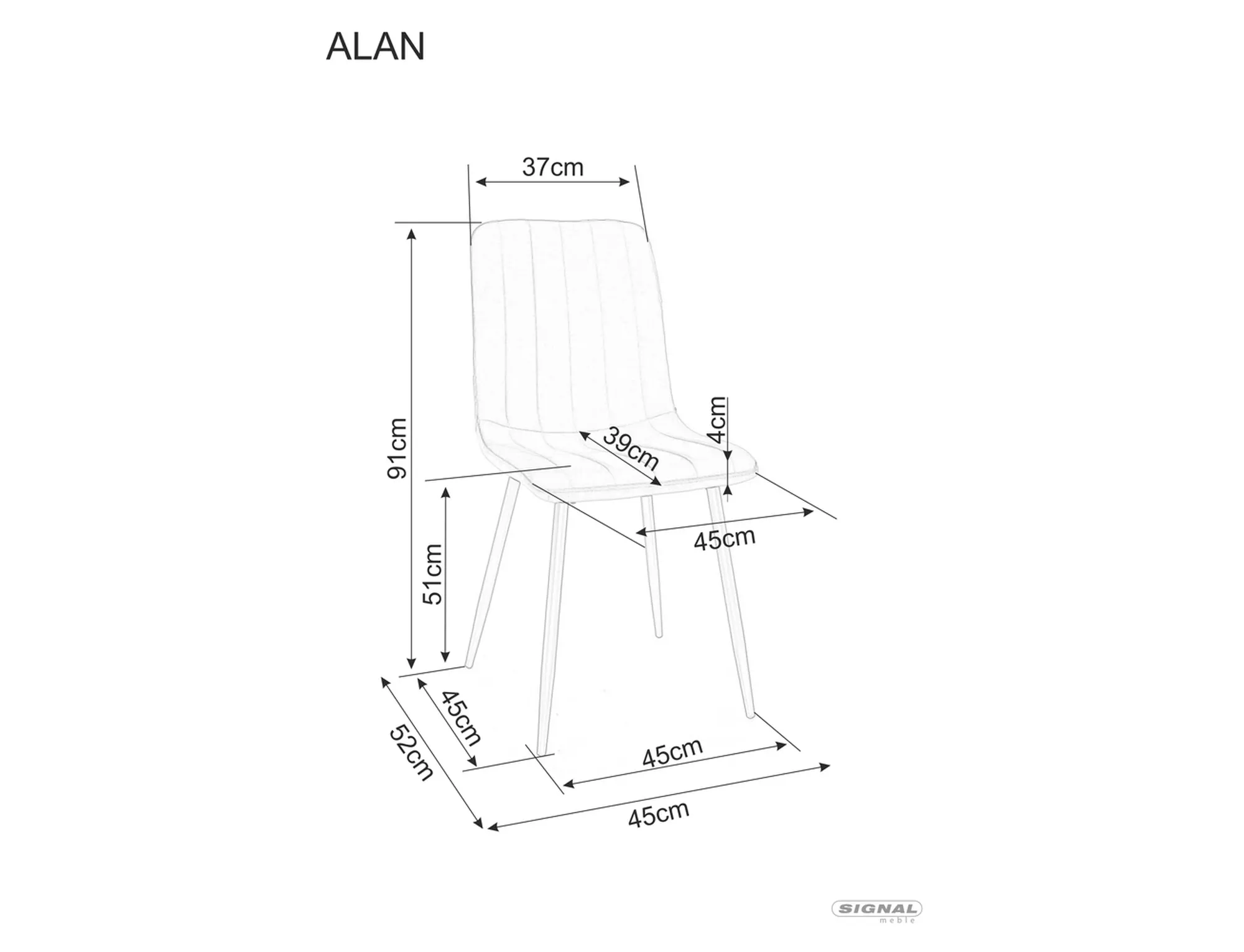 Стул кухонный Signal ALAN VELVET Черный/Оливковый (11671564) - фото 3