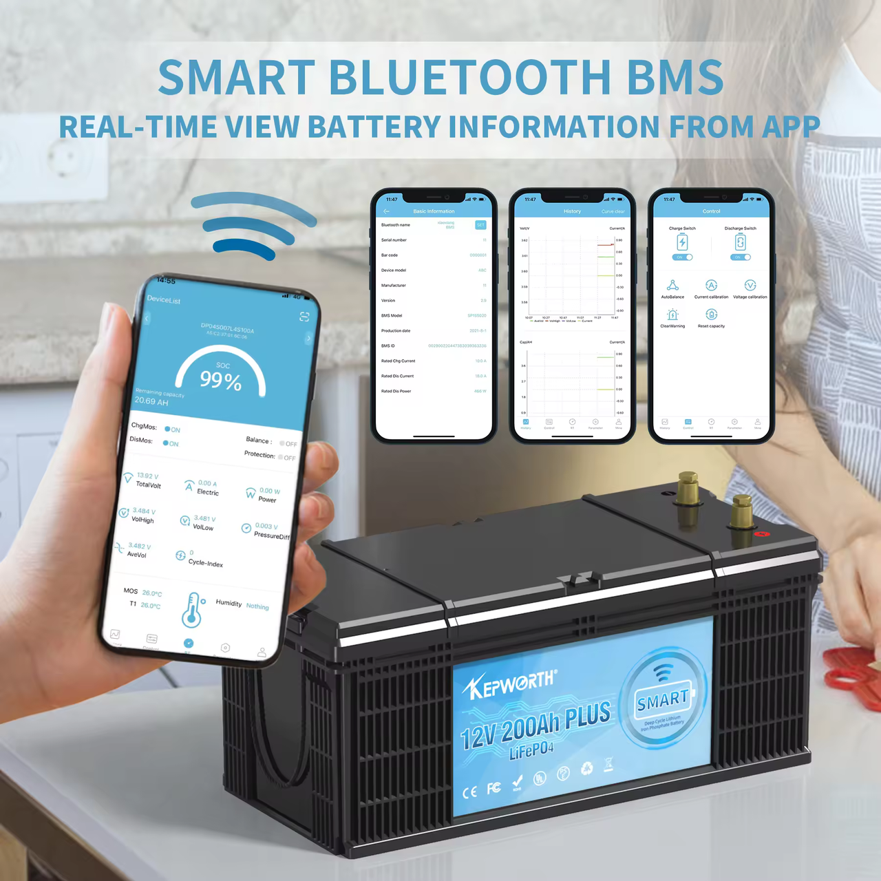 Акумулятор Kepworth LiFePO4 з Bluetooth 12V 200 Ah 2560 Вт/год (20934910) - фото 3