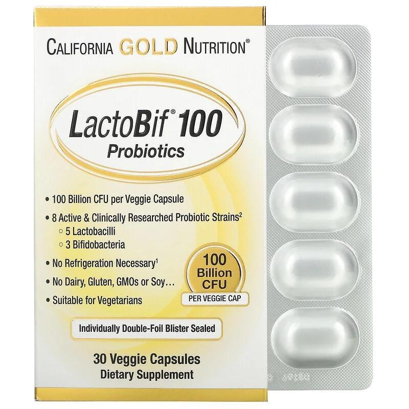 Пробіотики California Gold Nutrition LactoBif лактобактерії біфідобактерії 10 капс. 100 млрд (1528986812)