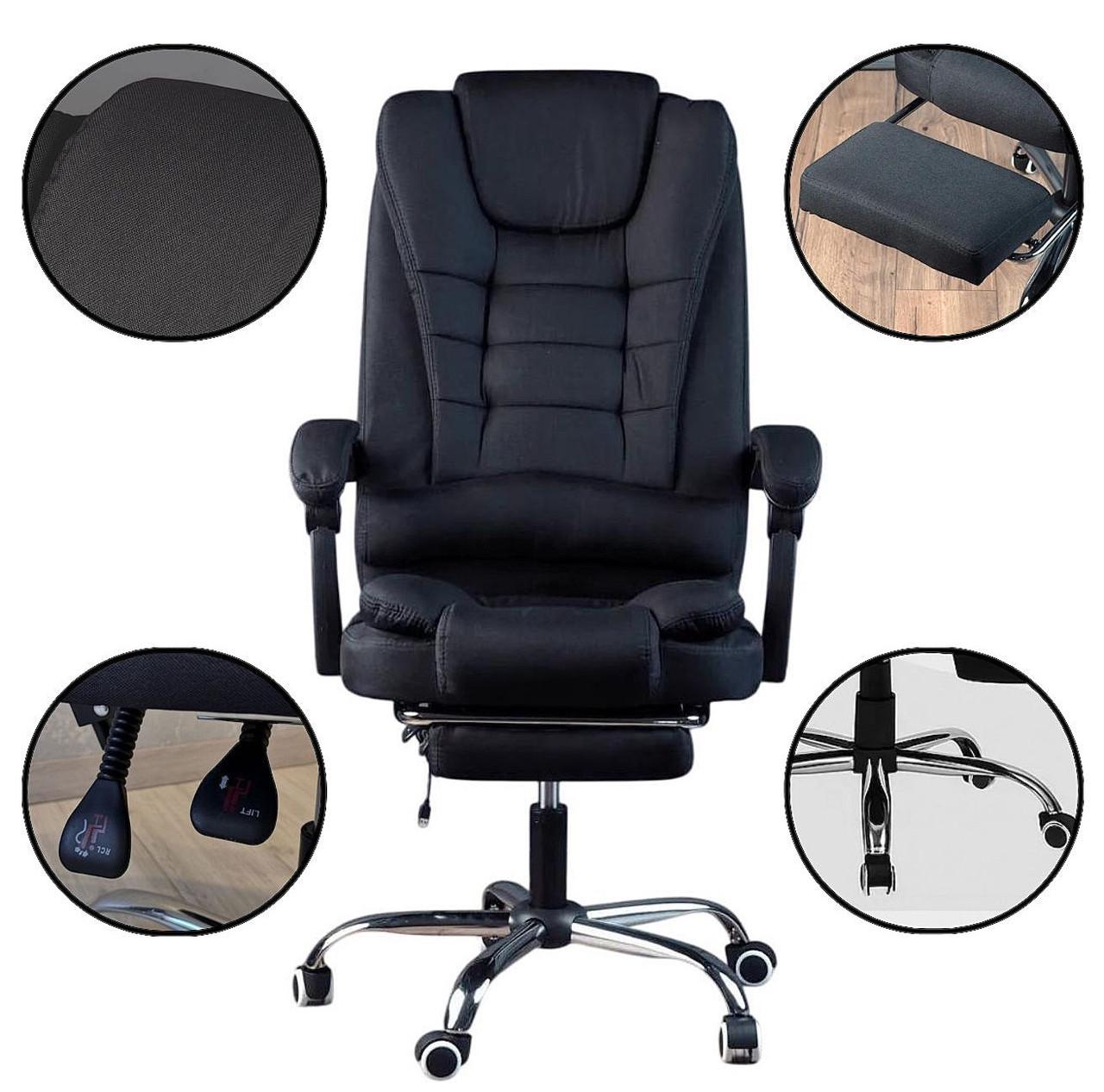 Офисное кресло с массажной подушкой и подставкой для ног BOSS KO22 Premium из ткани до 130 кг. Черный (17398) - фото 11 Офисное кресло с массажной подушкой и подставкой для ног BOSS KO22 Premium из ткани до 130 кг. Черный (17398) - фото 11