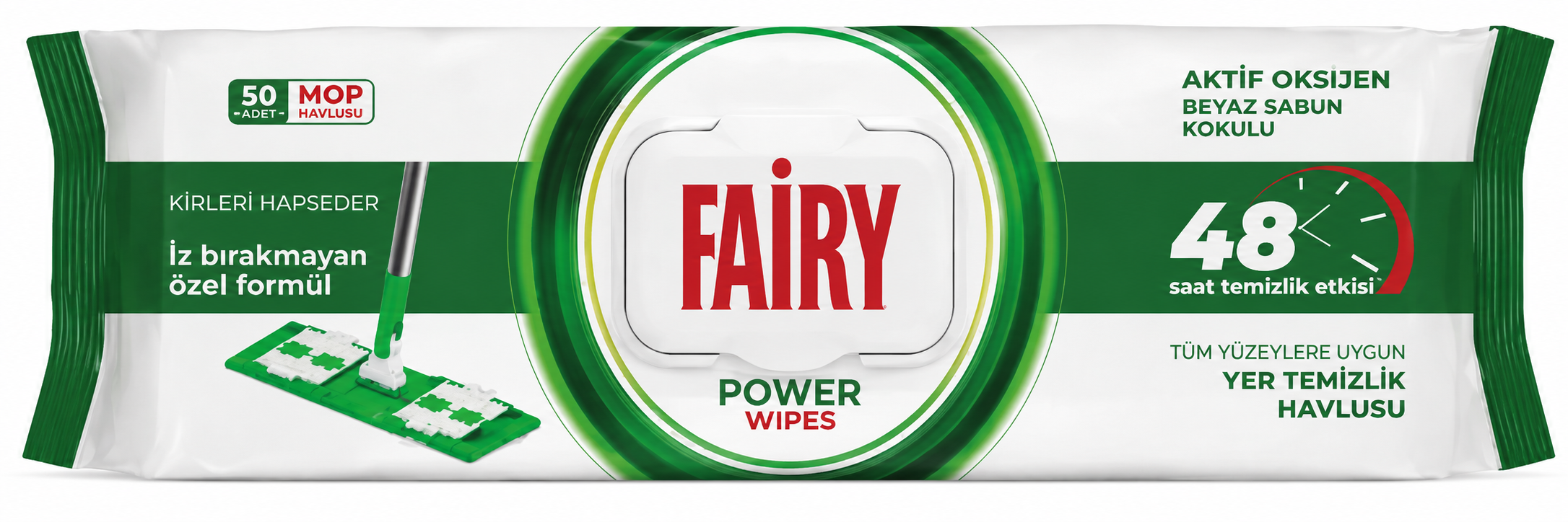 Салфетки влажные для мытья полов Fairy Power Wipes Mop Белое мыло под швабру 50 шт.