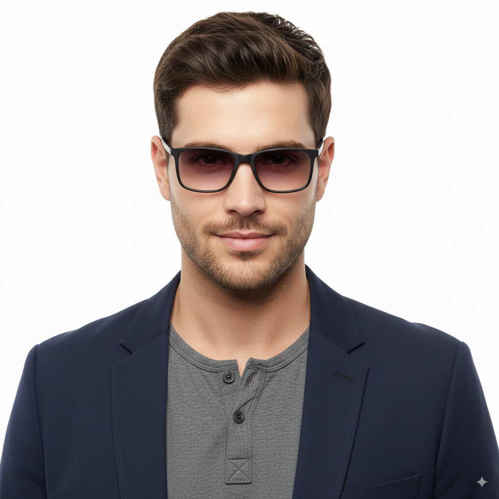 Очки для зрения мужские тонированные/солнцезащитные в пластиковой оправе +3.5 Черный (2114)