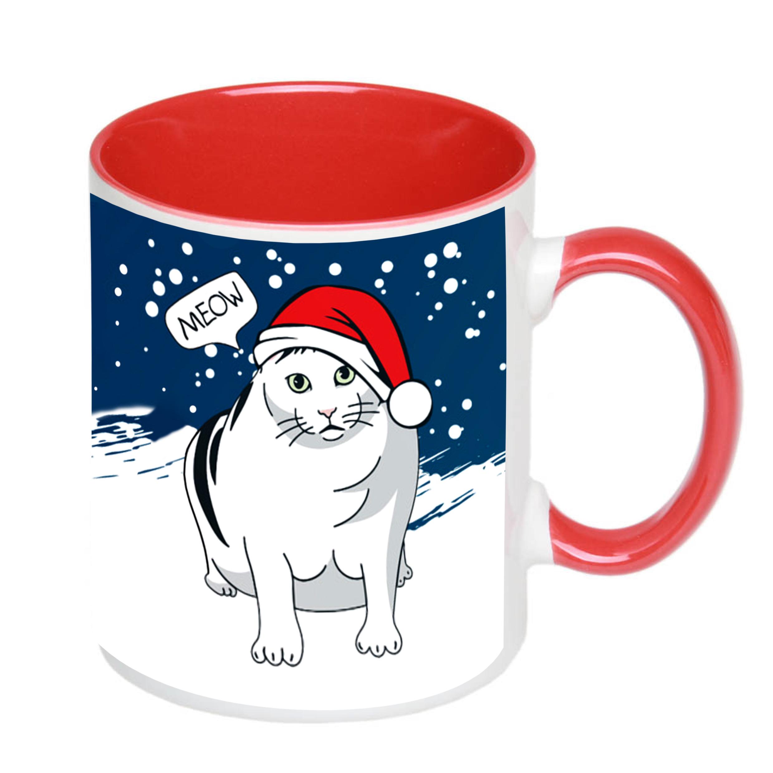 Чашка с новогодним принтом Кот Бендер 330 мл Красный (16743) - фото 2 Чашка с новогодним принтом Кот Бендер 330 мл Красный (16743) - фото 2