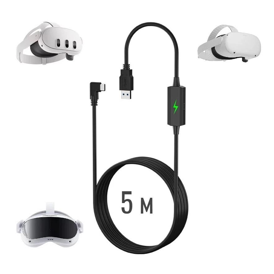 Кабель Oculus Link USB 3,2 для Meta Quest 2/3/Pro/Pico 4 с двойным питанием (128147) - фото 2