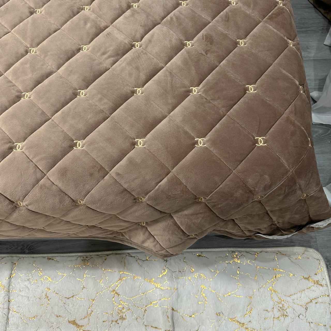 Покривало на ліжко велюрове євро 220x240 см Кавовий (28822009) - фото 3