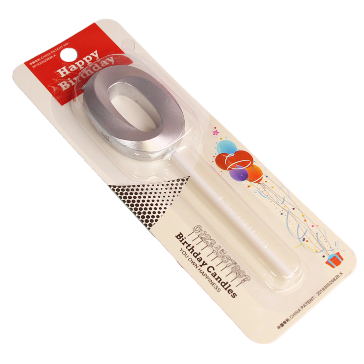 Свічка для торта цифра "0" Сріблястий (16032)